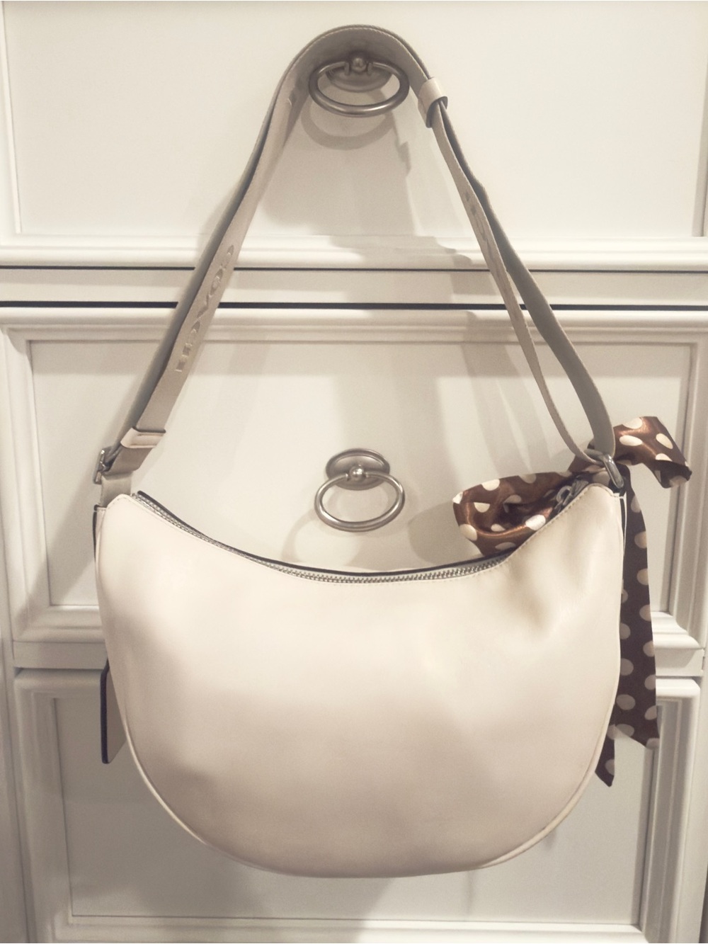 🤎 Coach Pace Chalk White Crescent Hobo Crossbody/ Shoulder Bag - Picture 6 of 16